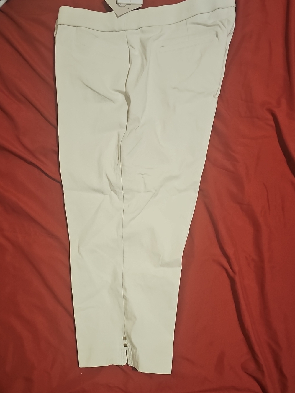 Women White Stretch Dress Pants - Classic Tailored Fit